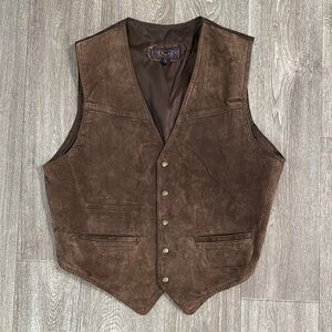 Vintage YS Pointe 70 brown leather vest men’s sz M, as is